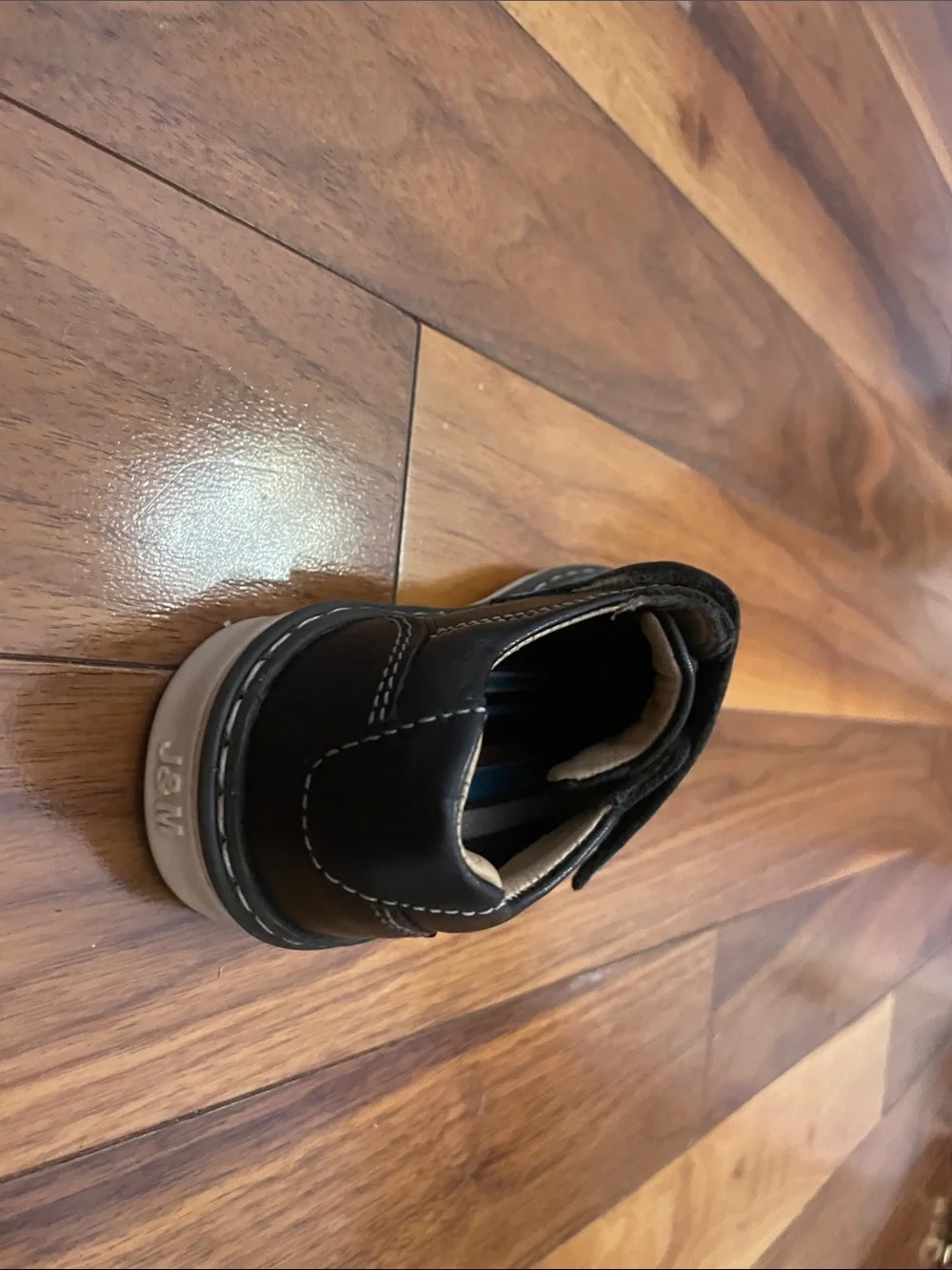 Johnston & Murphy Kids Black Leather Velcro Strap Dress Shoes